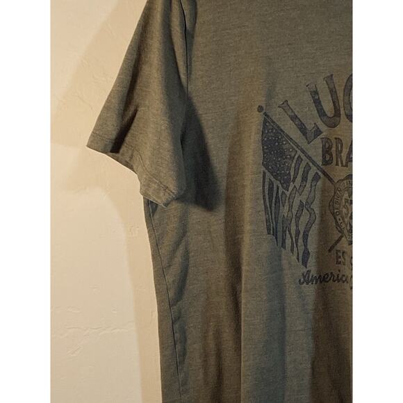 Lucky Brand Graphic T Shirt Men's Large Short Sleeve Used Army Green - Picture 4 of 8